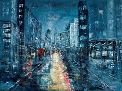 Lights of Central London by Mark Curryer - Original Mixed Media on Board sized 40x30 inches. Available from Whitewall Galleries